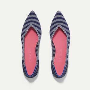 Rothy's Women's The Point II Ballet Flat Striped Slip-On Blue/White Size 11 NWOB